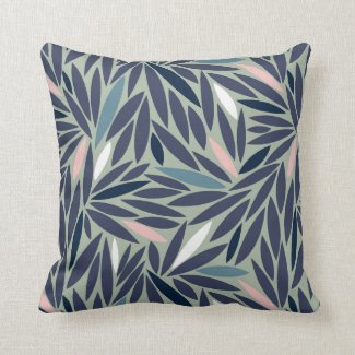 Pistachio Green Leaf All Over Pattern Throw Pillow