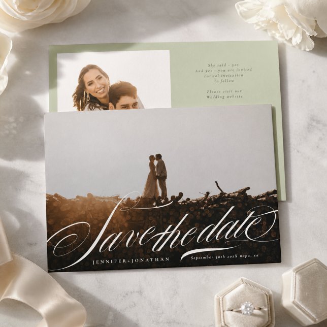 Pistachio Green Photo Wedding Save The Date (Creator Uploaded)