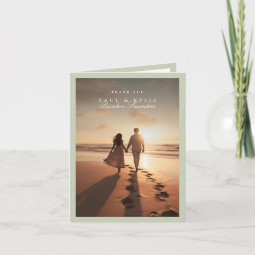 Pistachio Green Photo Wedding Thank You Card