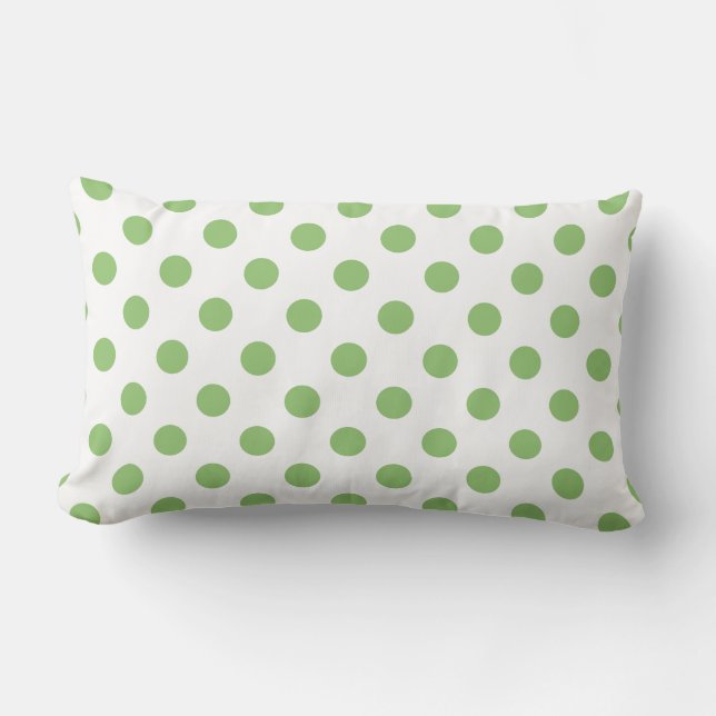 Pistachio Green Polka Dots Circles Lumbar Pillow (Front)