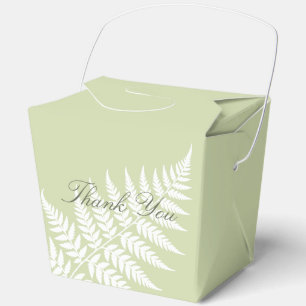 Pistachio Green White Fern Large Thank You Favor Boxes