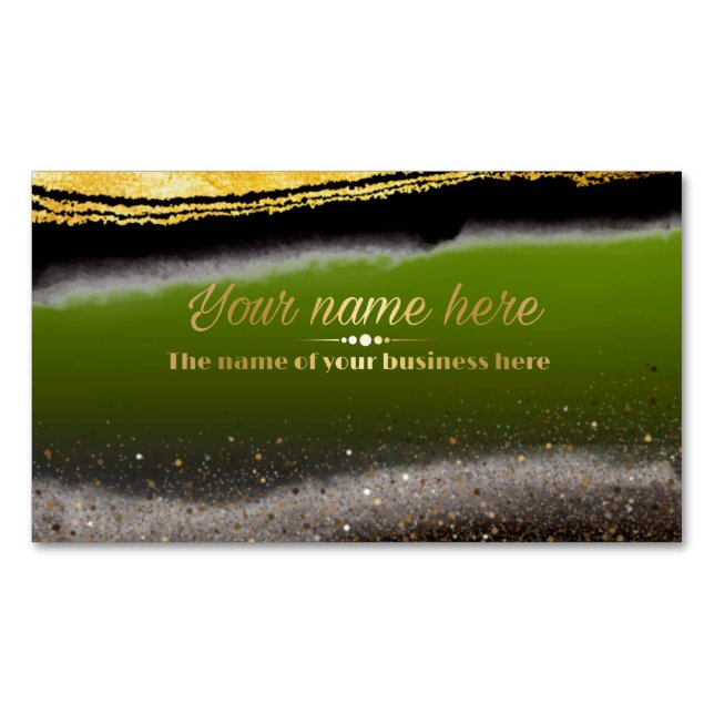 pistachio green with purine business card magnet (Front)