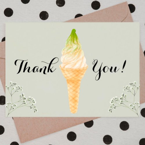 Pistachio Ice Cream Bridal Shower Thank You Card
