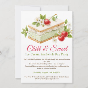 Pistachio Ice Cream Sandwich Day Watercolor Invitation