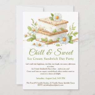 Pistachio Ice Cream Sandwich Day Watercolor  Invitation