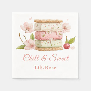 Pistachio Ice Cream Sandwich Day Watercolor  Napkins