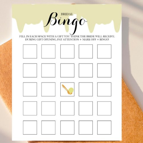 Pistachio IceCream Bridal Shower Bridal Bingo Game