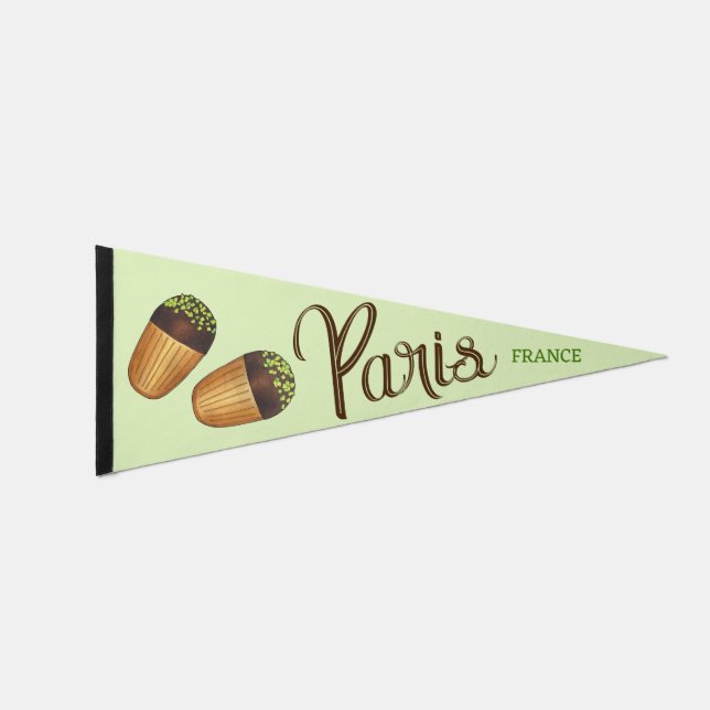 Pistachio Madeleines French Pastry Paris France Pennant Flag (Front)