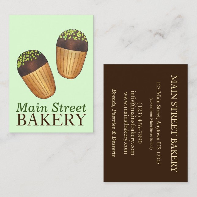 Pistachio Madeleines French Patisserie Bakery Chef Business Card (Front/Back)