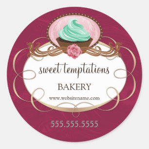 Pistachio Mint Icing Cupcake Bakery Packaging Classic Round Sticker