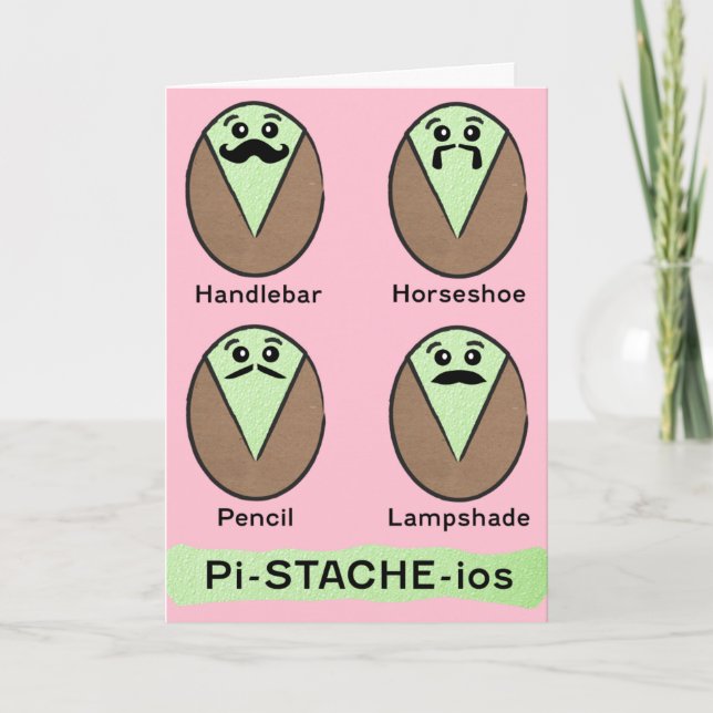 Pistachio Mustache Birthday Holiday Card (Front)