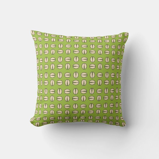 Pistachio Nut Seamless Pattern Throw Pillow (Front)