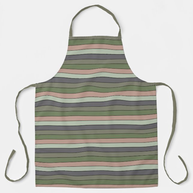 Pistachio Nut Shell Green Peach Purple Stripes  Apron (Front)