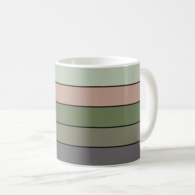 Pistachio Nut Shell Green Peach Purple Stripes  Coffee Mug (Front Right)
