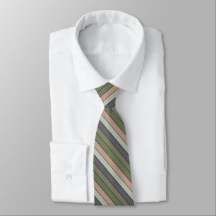 Pistachio Nut Shell Green Peach Purple Stripes  Neck Tie