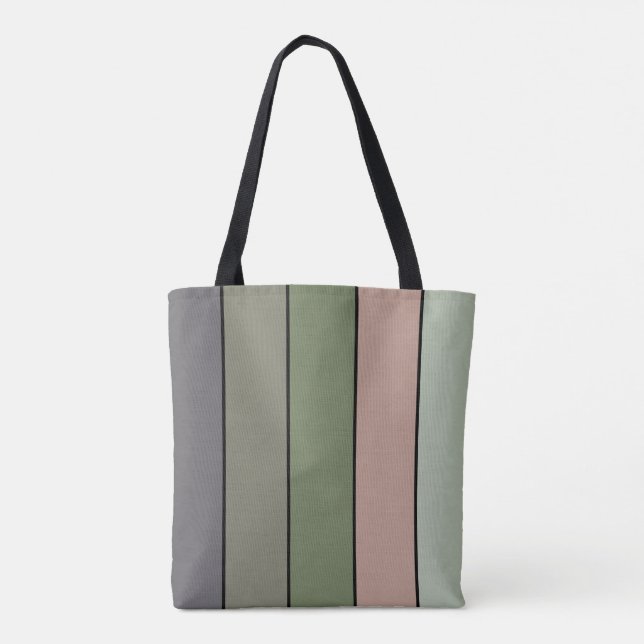 Pistachio Nut Shell Green Peach Purple Stripes  Tote Bag (Back)