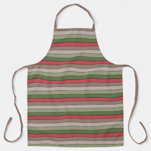 Pistachio Nut Shell Green Red Brown Stripes Apron