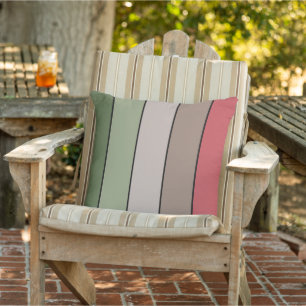 Pistachio Nut Shell Green Red Brown Stripes  Outdoor Pillow