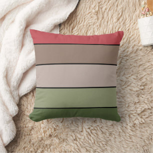 Pistachio Nut Shell Green Red Brown Stripes  Throw Pillow