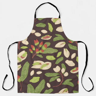 Pistachio Nuts: Black Hand-Drawn Seamless. Apron
