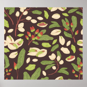Pistachio Nuts: Black Hand-Drawn Seamless. Poster