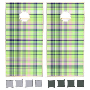 Pistachio Pink Navy Wht Preppy Madras Cornhole Set