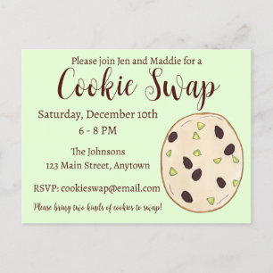 Pistachio Shortbread Biscuit Christmas Cookie Swap Invitation Postcard