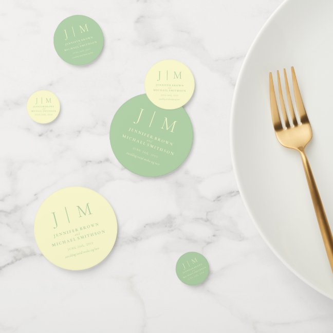 Pistachio Simple Formal Monogram Classic Wedding Confetti