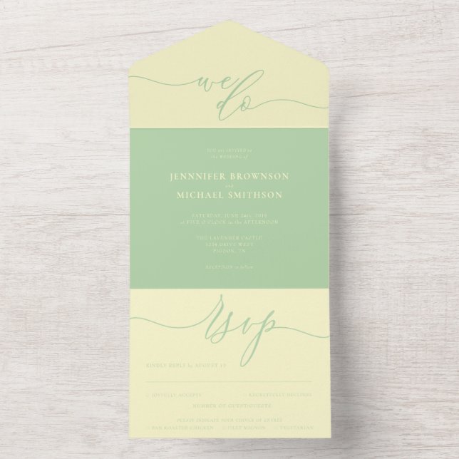 Pistachio Simple Wedding script we do All In One Invitation (Inside)