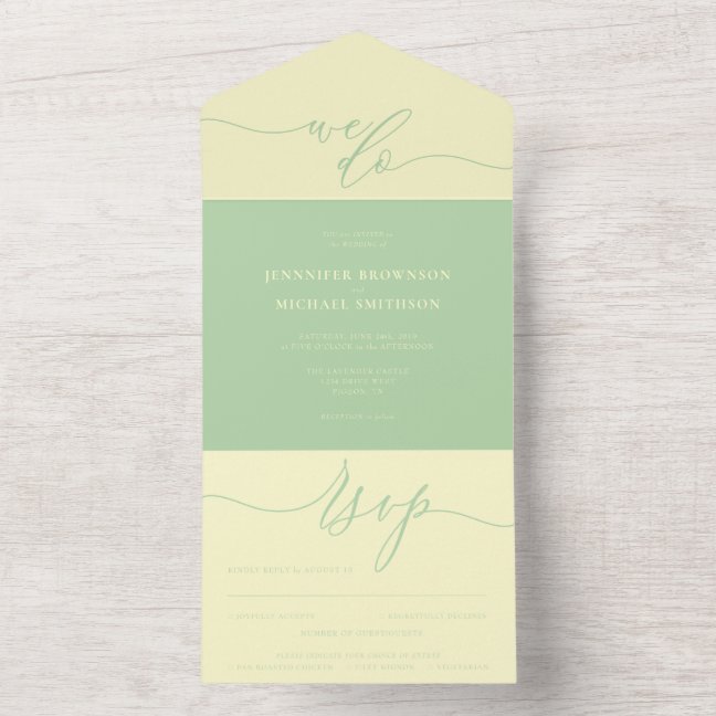 Pistachio Simple Wedding script we do All In One Invitation
