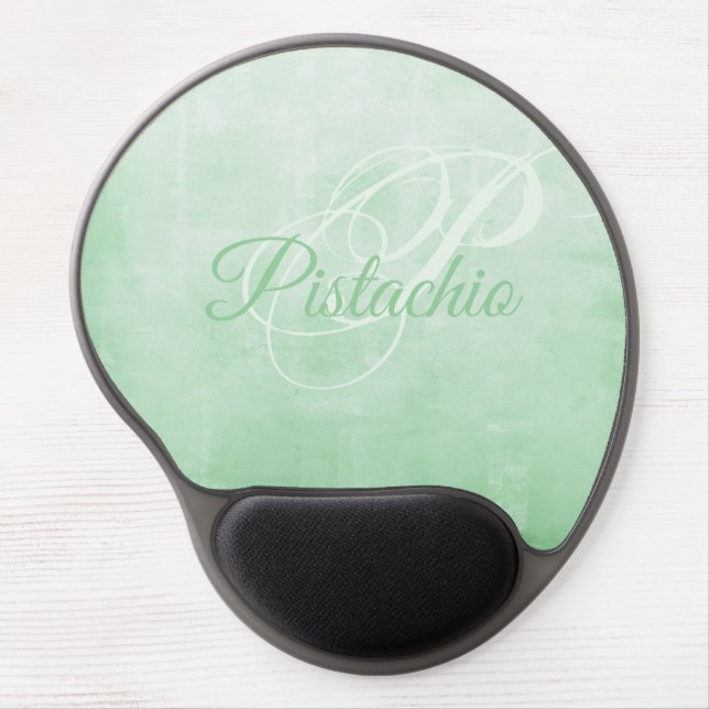 Pistachio soft Gray rustic Abstract monogram Gel Mouse Pad (Front)