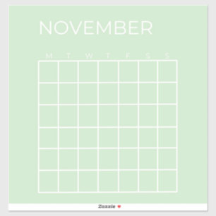 Pistachio Undated November Calendar Planner Sticker