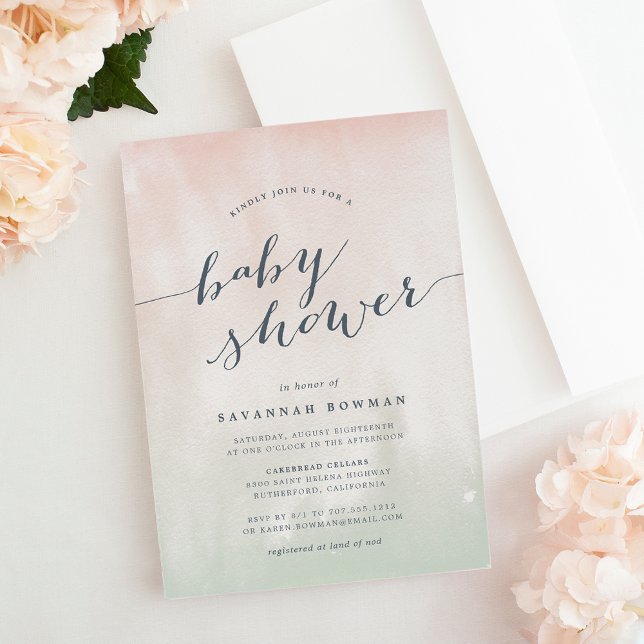 Pistachio Watercolor Pastel Baby Shower Invitation (Creator Uploaded)