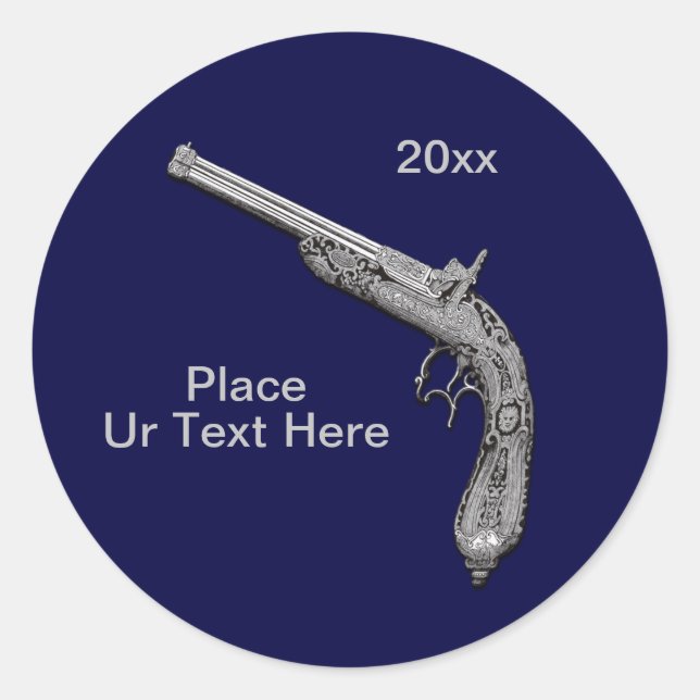 Pistol Gun Show Custom Navy Classic Round Sticker (Front)