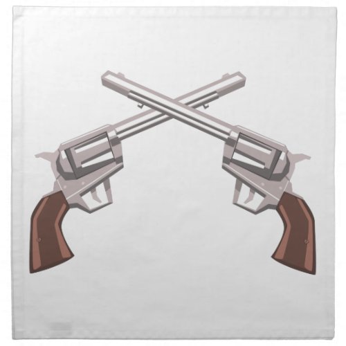 Pistol Handgun Drawing Isolated On White Backgroun Napkin