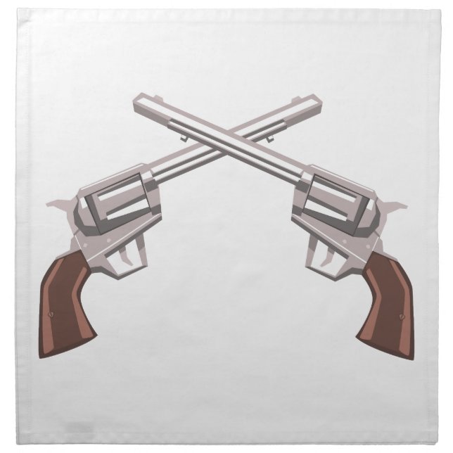 Pistol Handgun Drawing Isolated On White Backgroun Napkin (Front)