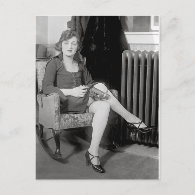 Pistol Hidden in Garter, 1922 Postcard (Front)