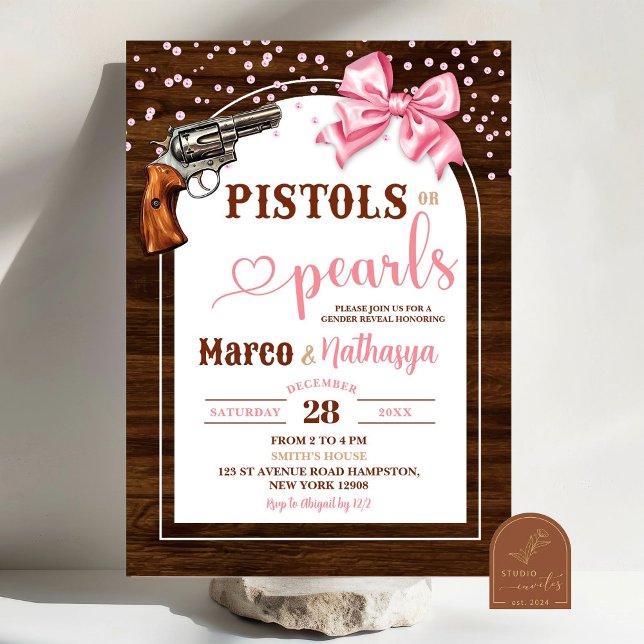 Pistol or Pearls Gender Reveal Invitation (Creator Uploaded)