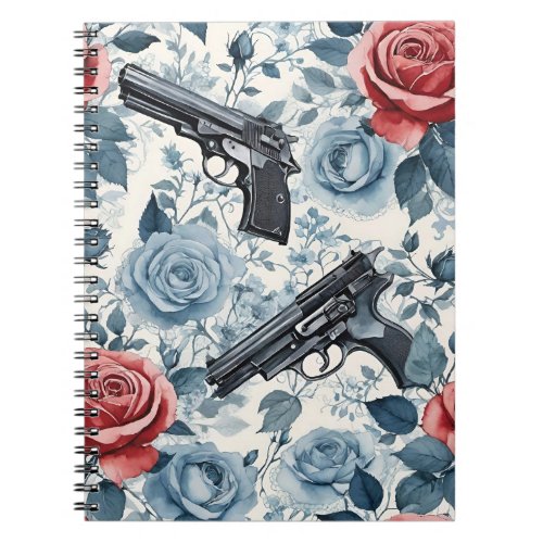 Pistols and Roses Vintage Floral Notebook