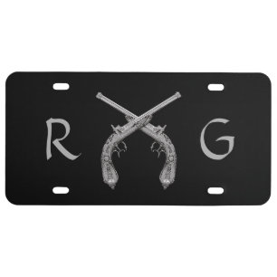 Pistols Black Monogram License Plate