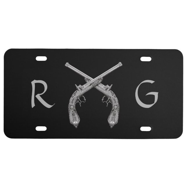 Pistols Black Monogram License Plate (Front)