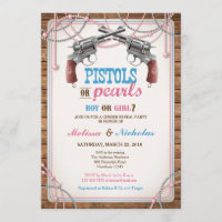 Pistols Or Pearls Gender Reveal Invitation