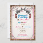 Pistols Or Pearls Gender Reveal Invitation at Zazzle
