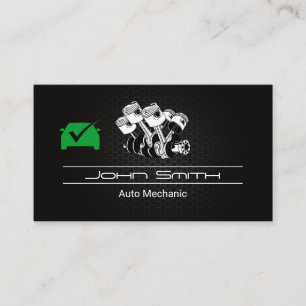 Piston Car Engine Carbon Fiber Auto Green Check Business Card