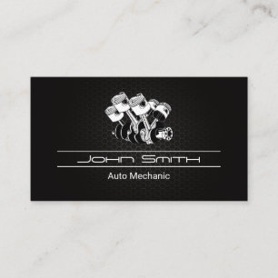Piston Car Engine Carbon Fiber Pattern Auto Logo Business Card