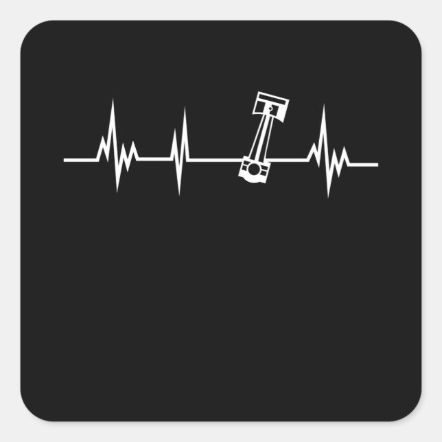 Piston Heartbeat Gift for Car Enthusiast Square Sticker (Front)