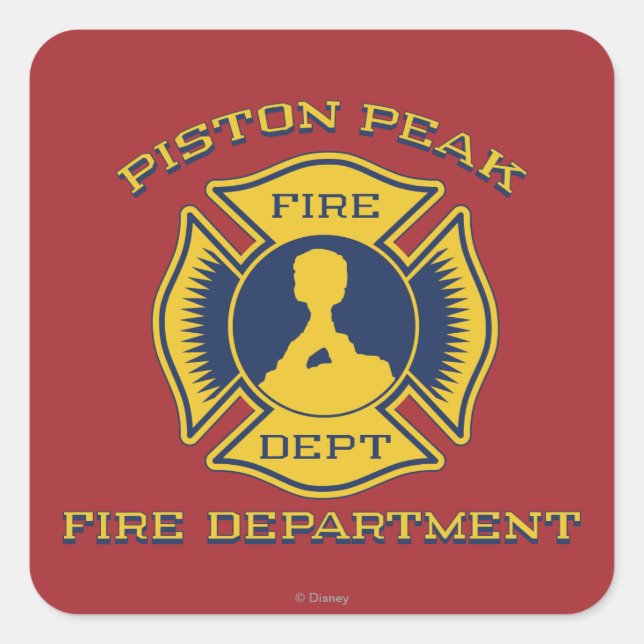 Piston Peak Fire Department Badge Square Sticker (Front)