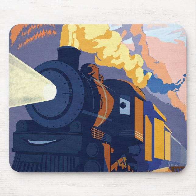 Piston Peak Railroad Illustration Mouse Pad (Front)