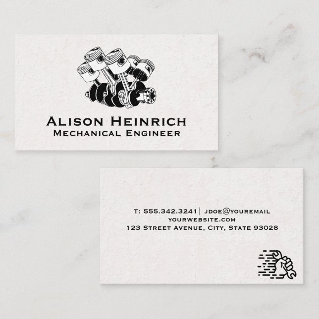 Pistons Car Engine Business Card (Front/Back)