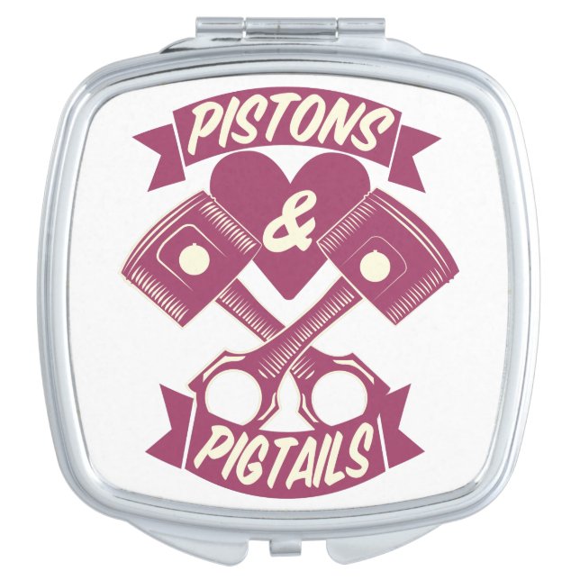 Pistons & Pigtails Hand Mirror (Front)